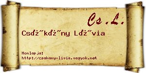Csákány Lívia névjegykártya