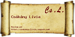Csákány Lívia névjegykártya